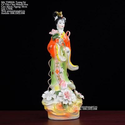 TƯỢNG SỨ CÔ TIÊN CẦM NHÀNH HOA